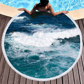 Aperturee - Aperturee Wave And Reefs Summer Vibe Holiday Round Beach Towel